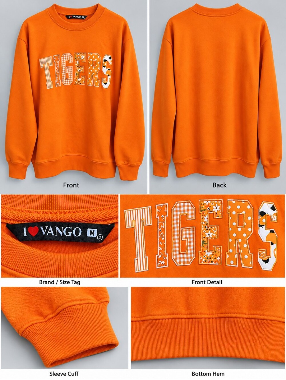 Kids Orange 'TIGERS' Crewneck Sweatshirt